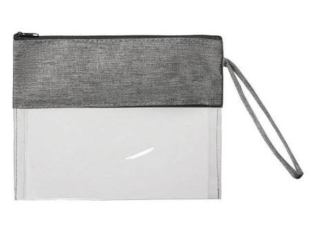 Косметичка из PVC и ткани "Leony", прозрачный/темно-серый