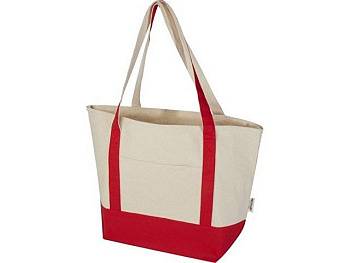 Sam эко- сумка из переработанного хлопка, сертифицированного согласно GRS, плотностью 320 г/м² - Красный / Натуральный