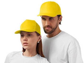 Бейсболка "Poly" 5-ти панельная 120 гр, желтый