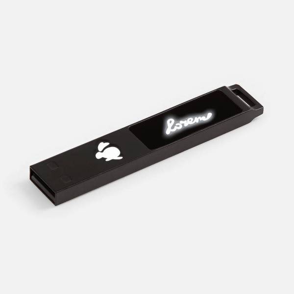 Флешка markBright Black с синей подсветкой