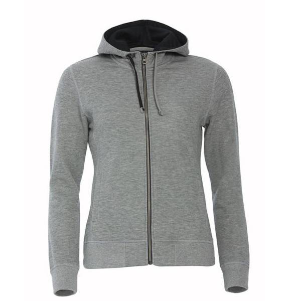 Толстовка женская Classic Hoody Full Zip, серый меланж_XS, 85% хлопок, 15% вискоза